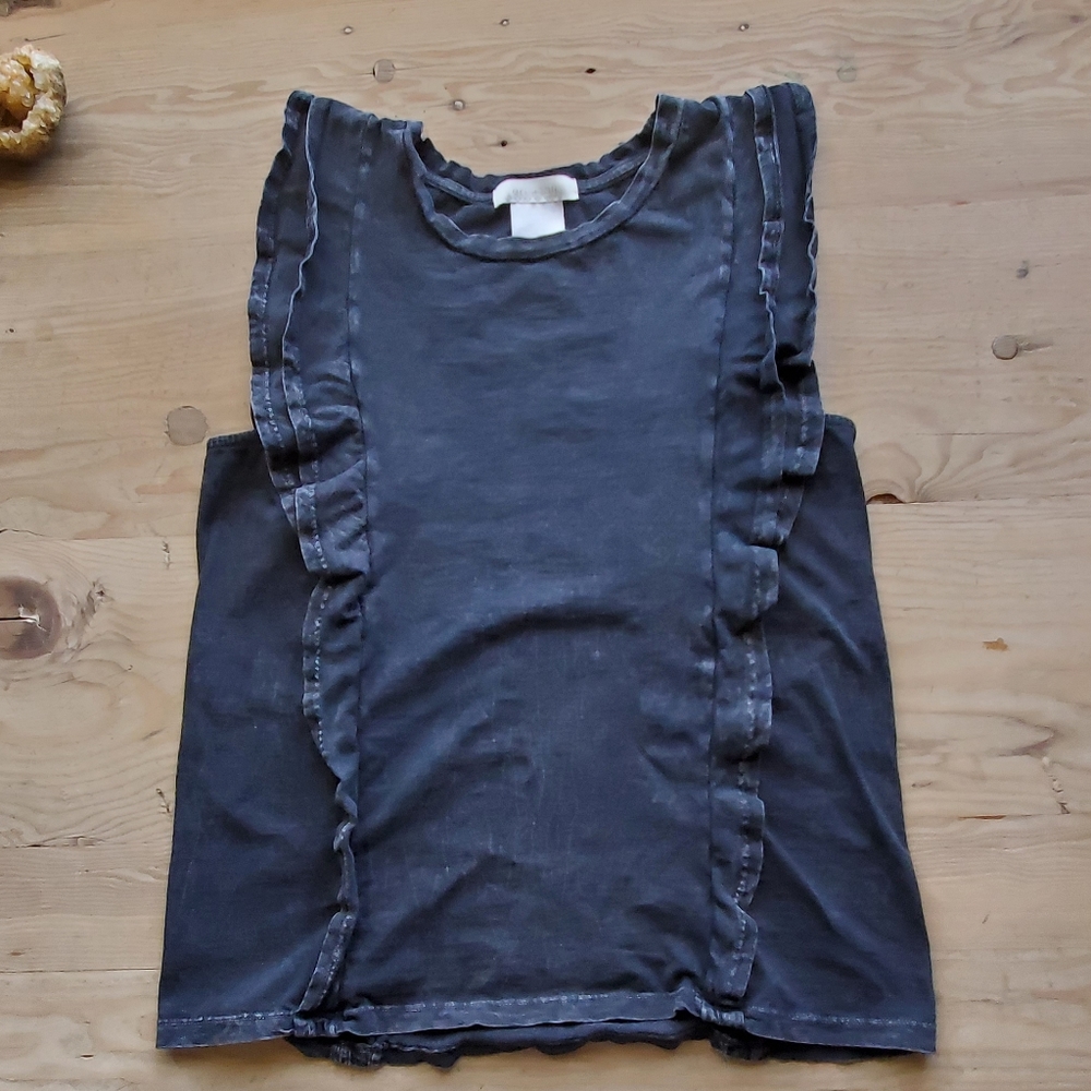 eri+ali stone black ruffled tank top